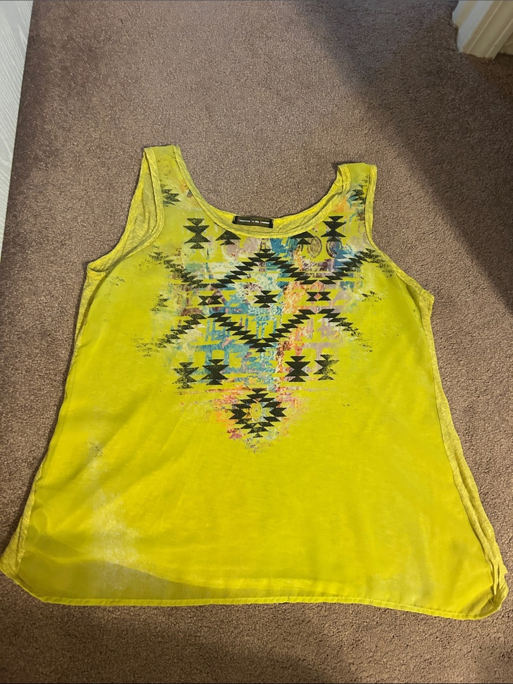 Women’s Yellow Tribal Print Tank Top